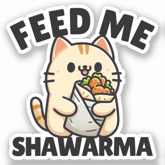 Sticker Chat Drôle Manger Shawarma Envelopper Me Nourrir S (Recto)