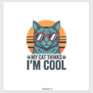 Sticker Chat Drôle Pense Que Je Suis Cool Vintage