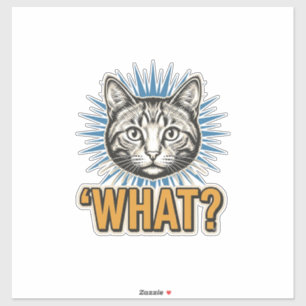 Sticker Chat drôle 'QUOI_' Gravure vintage graphique Tee_1