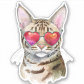 Sticker Chat du Bengale cool dans les nuances de coeur (Devant)