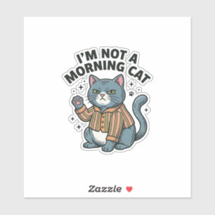 Sticker Chat du matin Gravure vintage T-shirt drôle de cha
