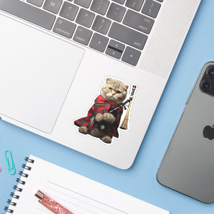 Sticker Chat écossais plié avec des tuyaux