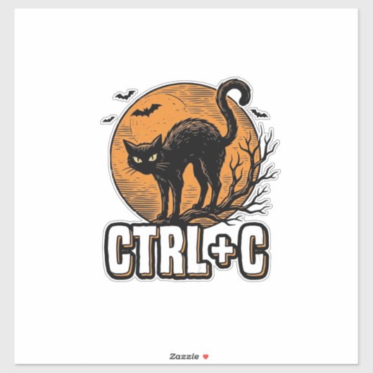 Sticker Chat effrayant CTRL C Conception vectorielle Hallo (Feuille)
