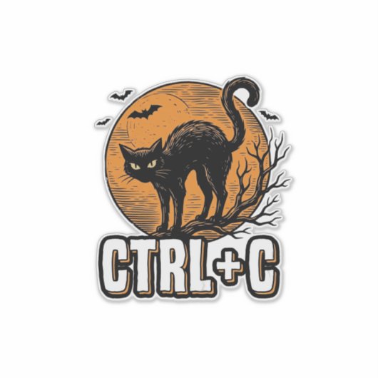 Sticker Chat effrayant CTRL C Conception vectorielle Hallo (Devant)