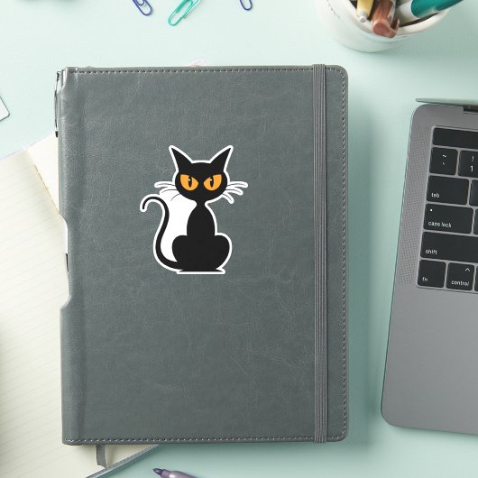 Sticker Chat Éffrayant d'Halloween noir