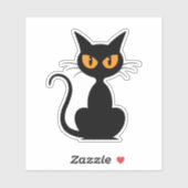 Sticker Chat Éffrayant d'Halloween noir (Feuille)