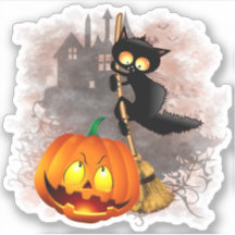 Chat effrayé par Citrouille Fun Halloween caractèr
