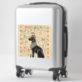 Sticker Chat égyptien - Bastet sur le papyrus (Sur valise)
