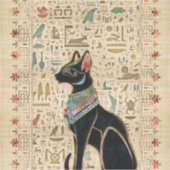 Sticker Chat égyptien - Bastet sur le papyrus (Devant)