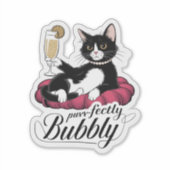 Sticker Chat élégant avec Cocktail 75 Français - Classy &  (Devant)