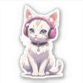 Sticker Chat élégant dans les tendances de casque (Devant)