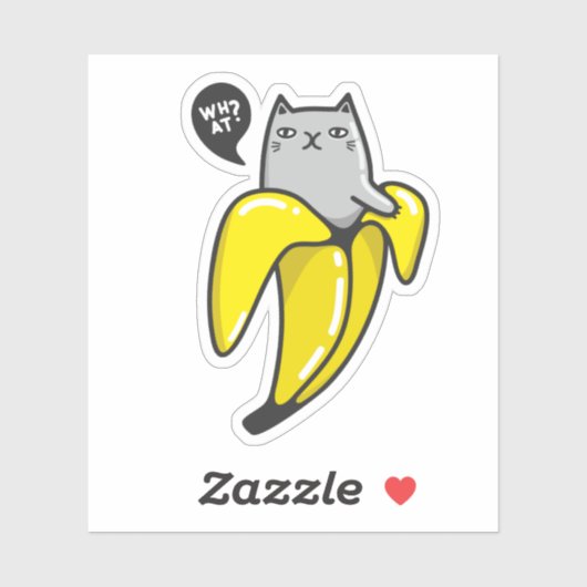 Sticker Chat en banane (Feuille)