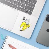 Sticker Chat en banane (Ordinateur portable avec iPhone)