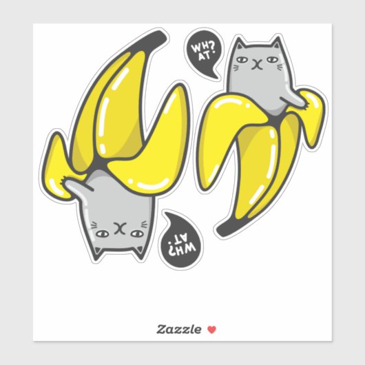 Sticker Chat en banane (Feuille)