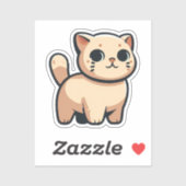Sticker Chat en caricature beige - Chubby Kitty avec Queue (Feuille)