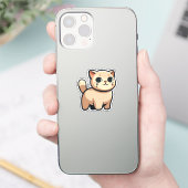 Sticker Chat en caricature beige - Chubby Kitty avec Queue (Téléphone)