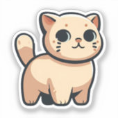 Sticker Chat en caricature beige - Chubby Kitty avec Queue (Recto)