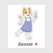 Sticker Chat en coiffeur avec ciseaux (Feuille)