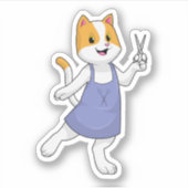 Sticker Chat en coiffeur avec ciseaux (Devant)