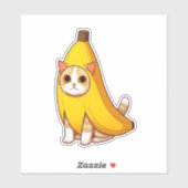 Sticker Chat en costume de banane (Feuille)