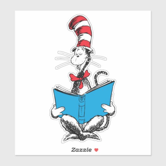 Sticker Chat en lecture Casquette (Feuille)