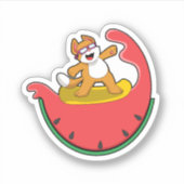 Sticker Chat en surfeur avec pastèque (Devant)