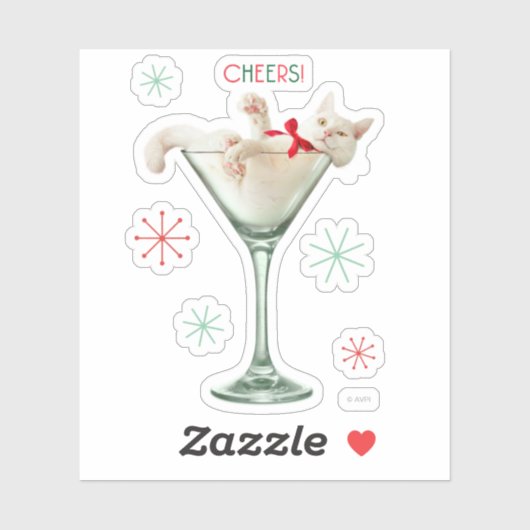 Sticker Chat en verre Martini (Feuille)