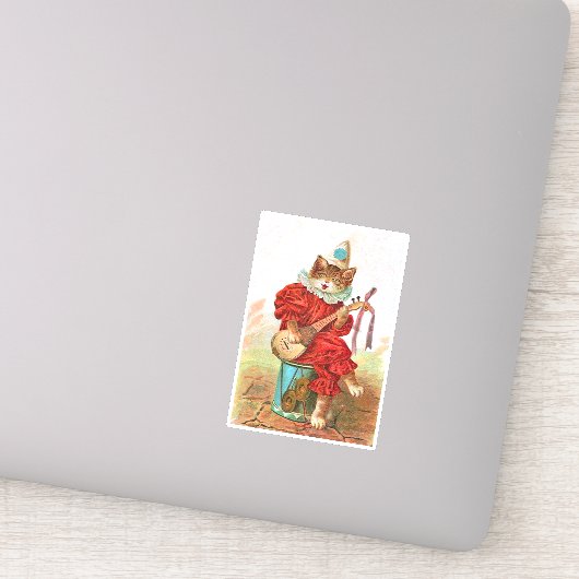 Sticker Chat en vêtements de clown sur tambour jouer de la (Détail)