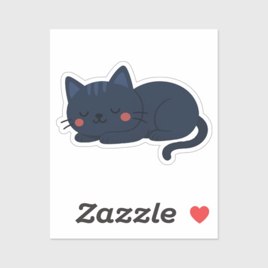 Sticker Chat endormi bleu marine – Joli chat de nuit (Feuille)