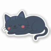 Sticker Chat endormi bleu marine – Joli chat de nuit (Recto)