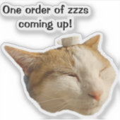 Sticker Chat endormi sur le lieu de travail (Devant)