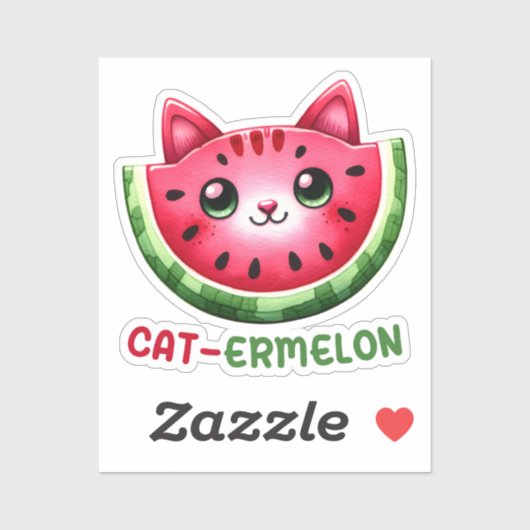 Sticker Chat-Ermelon Funny Chat Watermelon Pun (Feuille)