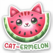 Sticker Chat-Ermelon Funny Chat Watermelon Pun (Recto)