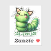 Sticker Chat-erpillar Funny Chat Pun (Feuille)