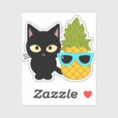 Sticker chat et ananas sont les meilleurs amis (Feuille)