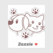 Sticker Chat et chien mignons en ligne (Feuille)