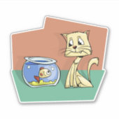 Sticker Chat et cuvette de poisson (Devant)