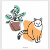 Sticker Chat et le plante (Feuille)