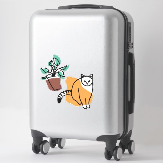 Sticker Chat et le plante (Sur valise)