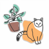 Sticker Chat et le plante (Devant)