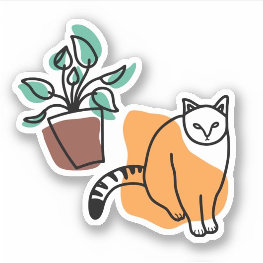 Sticker Chat et le plante (Devant)