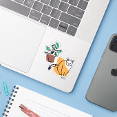 Sticker Chat et le plante (Ordinateur portable avec iPhone)