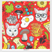 Sticker Chat et oeuf sur le rouge (Feuille)
