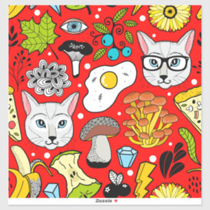 Sticker Chat et oeuf sur le rouge