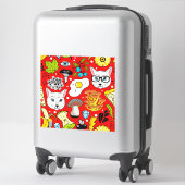 Sticker Chat et oeuf sur le rouge (Sur valise)
