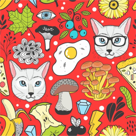 Sticker Chat et oeuf sur le rouge (Devant)