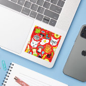 Sticker Chat et oeuf sur le rouge (Ordinateur portable avec iPhone)