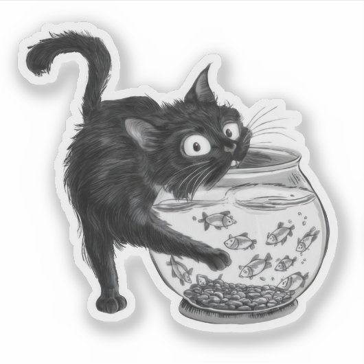 Sticker Chat et poisson (Devant)