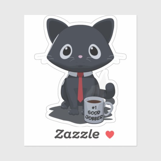 Sticker Chat Faisant un Excellent Travail Numéro Un (Feuille)