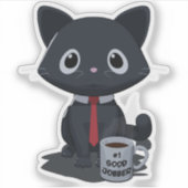 Sticker Chat Faisant un Excellent Travail Numéro Un (Devant)